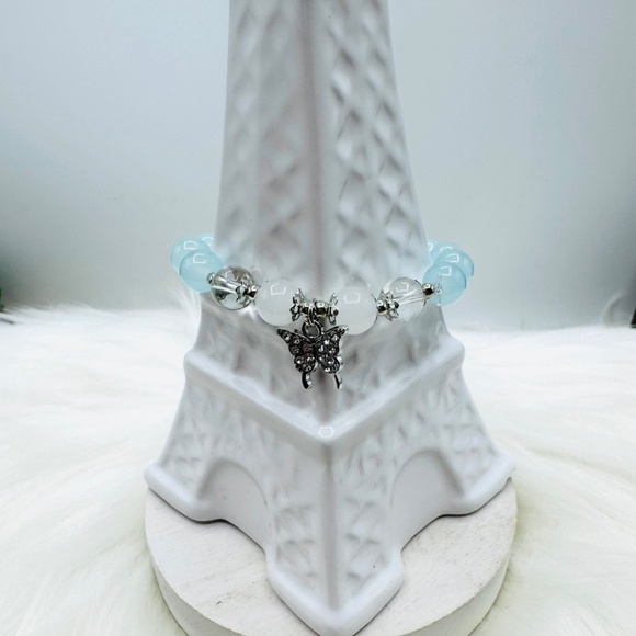 Violet & Blue Beaded w/ Sparkly Butterfly Charm Bracelet Bundle- Small wrists - Picture 7 of 7